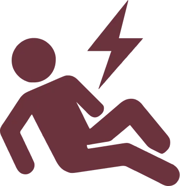 Icon of a person falling with a lightning bolt indicating electric shock.